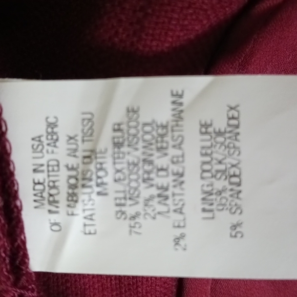 HELMUT Lang Pixel Suiting Wool Woven Skinny Pants, Wine Burgundy, Size 4 - Picture 9 of 11